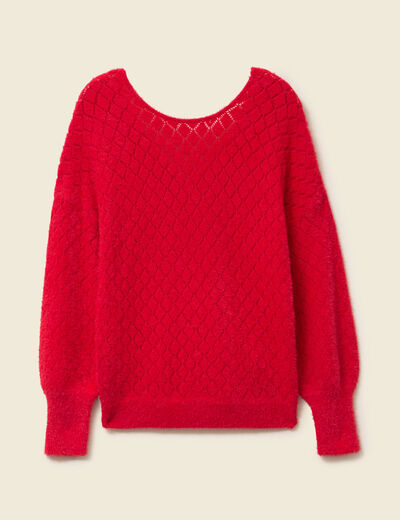 Pull manches longues rouge femme