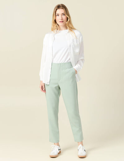 Pantalon cigarette vert olive femme