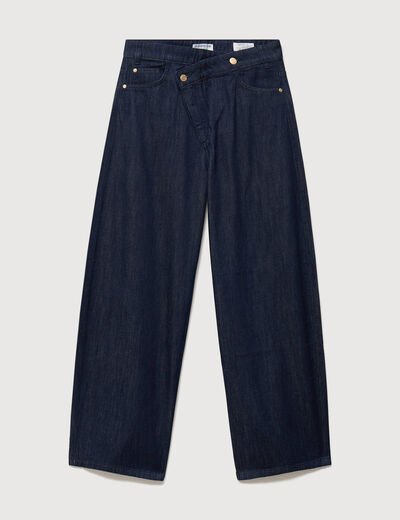 Jeans slouchy ceinture taille standard denim brut rinse femme