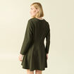 Robe fluide manches longues col rond vert kaki femme