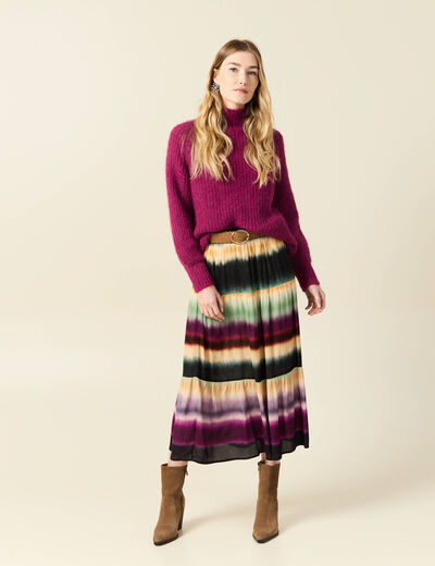 Pull manches longues prune femme