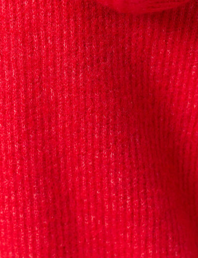 Gilet manches longues capuche rouge femme