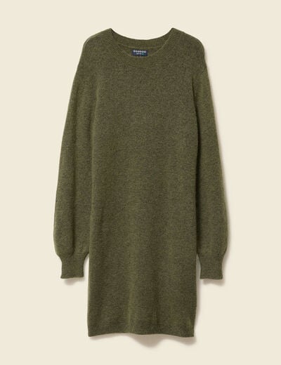 Robe manches longues vert kaki femme