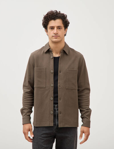 Surchemise manches longues taupe homme