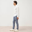 Chemise droite en coton manches longues ecru homme