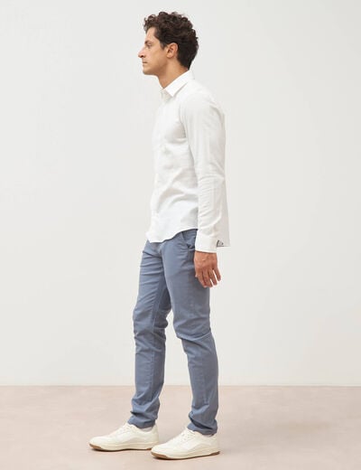 Chemise droite en coton manches longues ecru homme