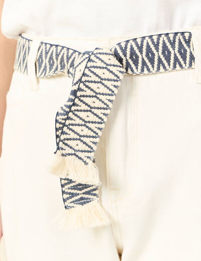 Jeans boyfriend ceinturé denim blanc femme
