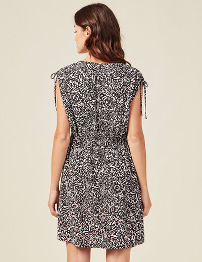 Robe droite fluide col en V noir femme