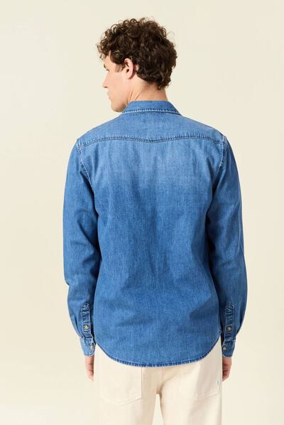 Chemise manches longues denim brut homme