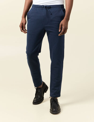 Pantalon jogger élastiqué bleu foncé homme