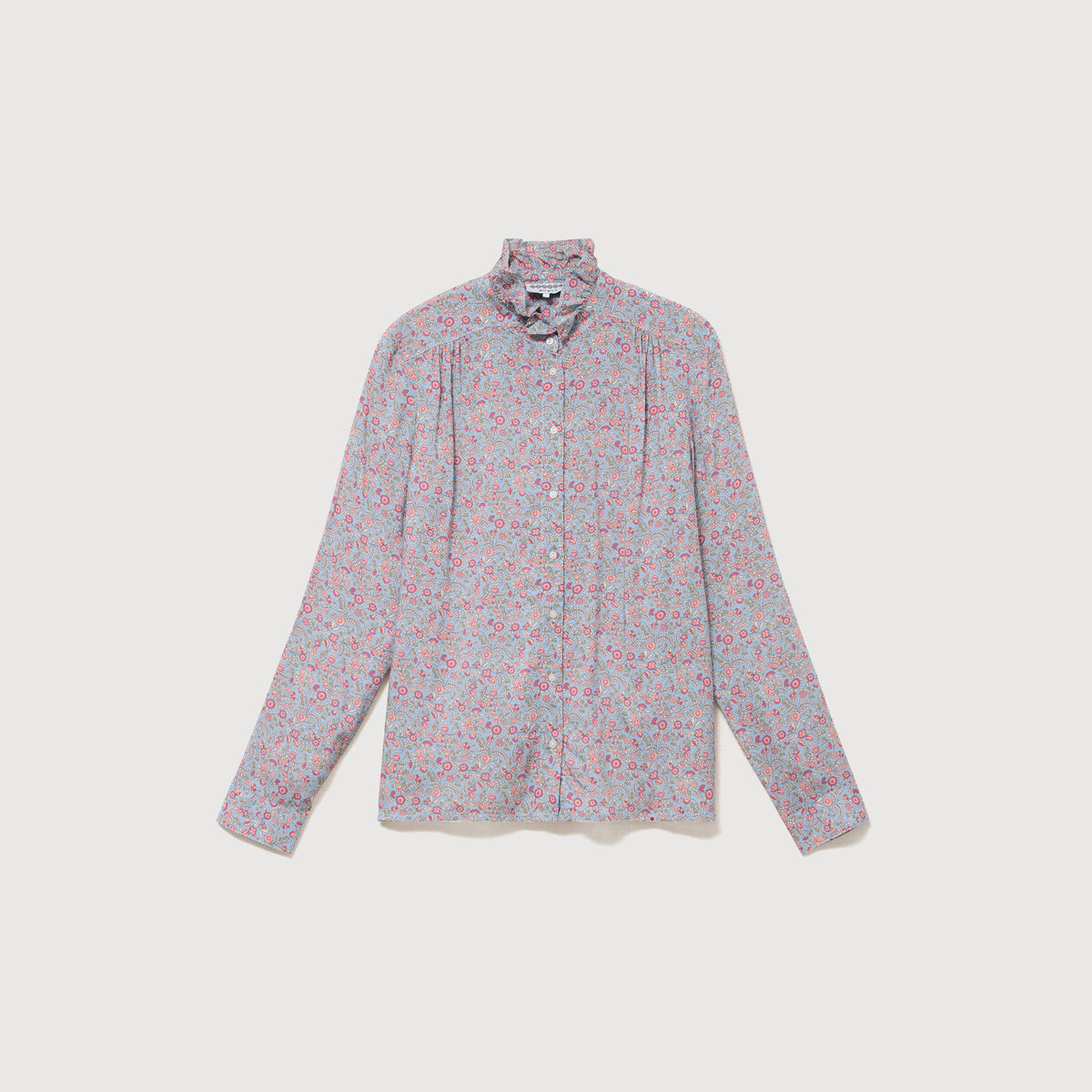 Chemise droite manches longues bleu gris femme