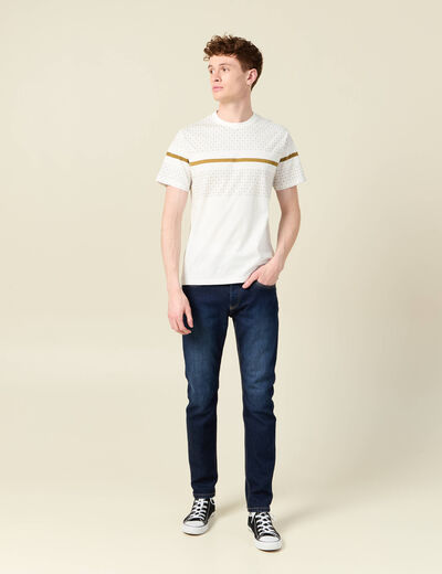 T-shirt col rond manches courtes ecru homme