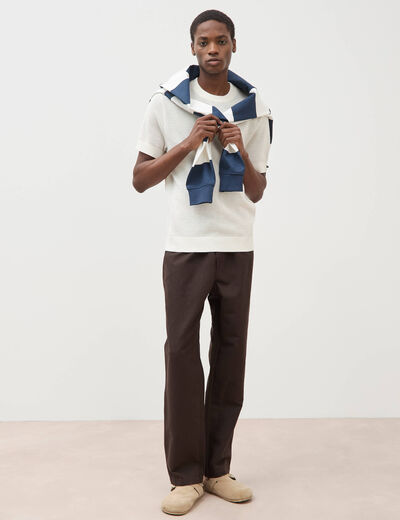 T-shirt en coton manches courtes ecru homme