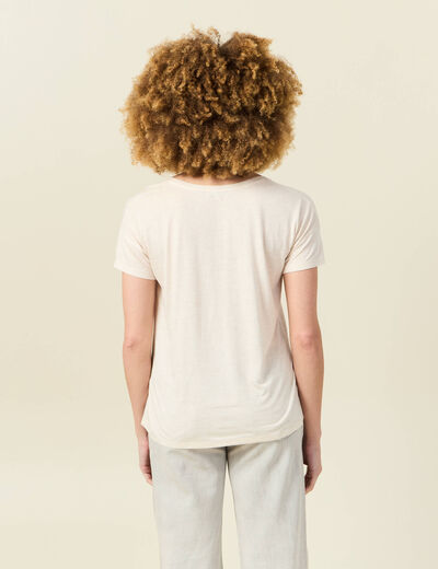 T-shirt manches courtes brillant creme femme