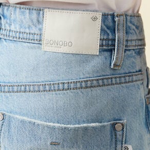 jeans straight taille haute denim bleach femme Jeans straight taille haute denim bleach femme