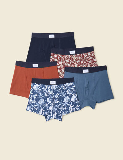 Lot 5 boxers bleu foncé homme