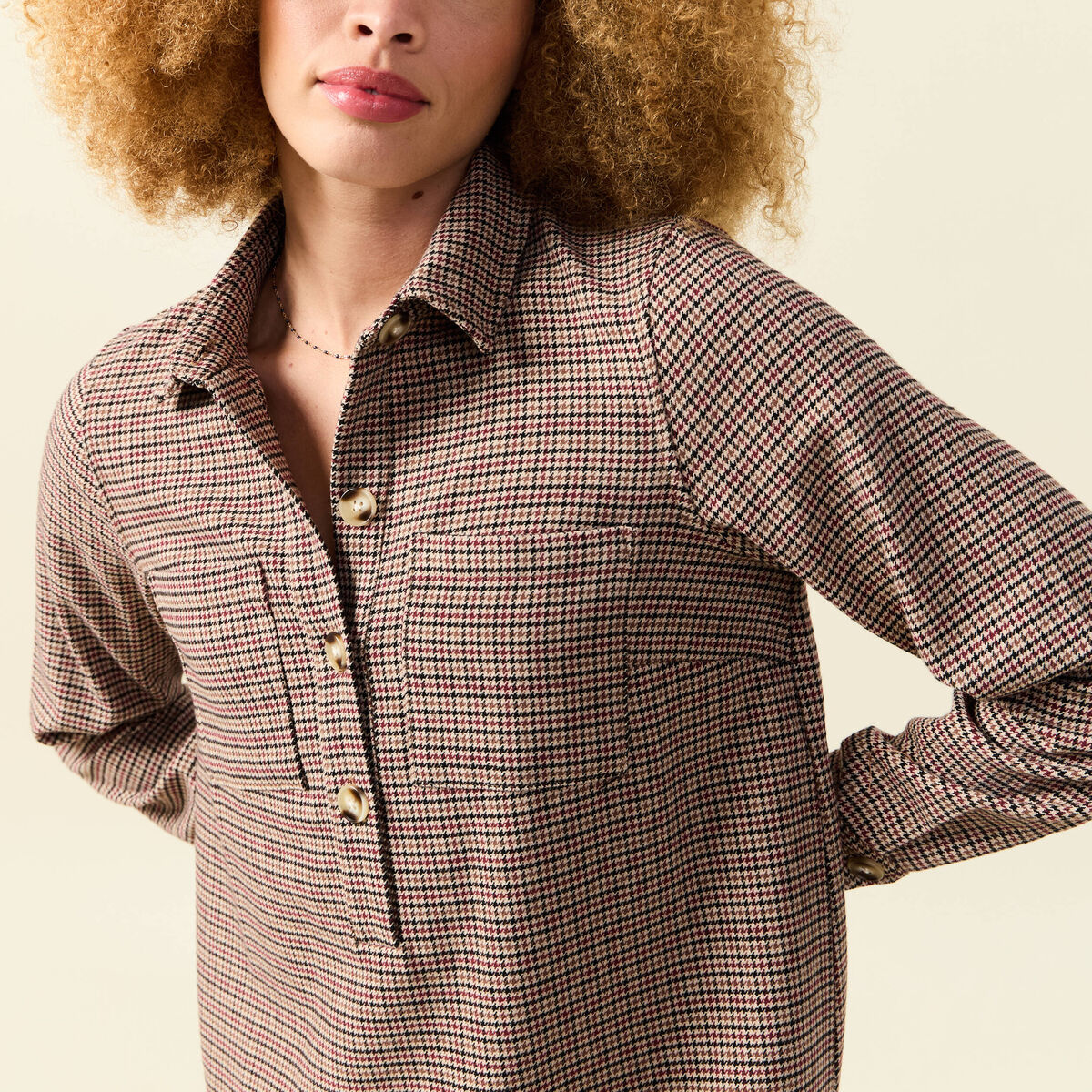 Robe manches longues beige femme