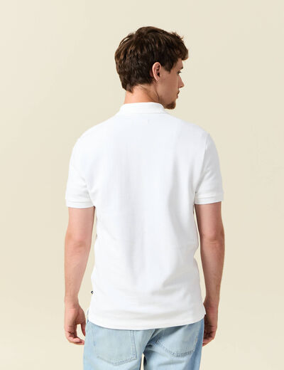 Polo cintré manches courtes en coton blanc homme