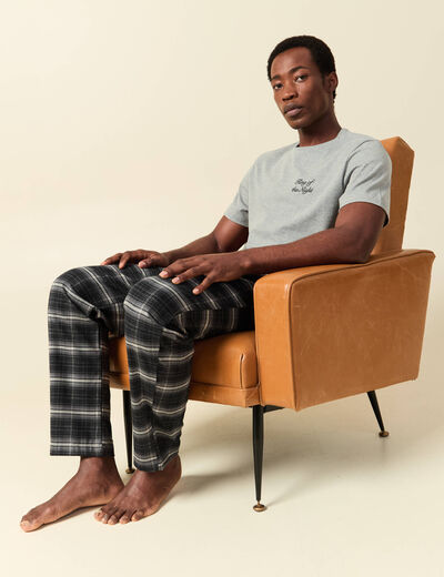 Pyjama haut et bas gris fonc&eacute; homme