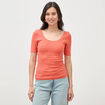 T-shirt ajust&eacute; avec brassi&egrave;re int&eacute;gr&eacute;e rouge fonc&eacute; femme