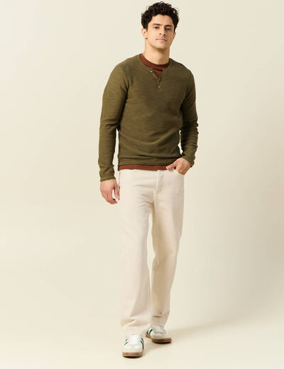 Pull manches longues vert kaki homme