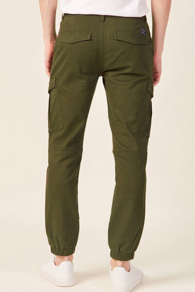 Pantalon cargo taille à cordon vert kaki homme