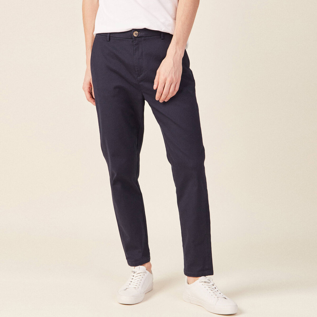 Pantalon chino 7/8&egrave;me bleu marine homme