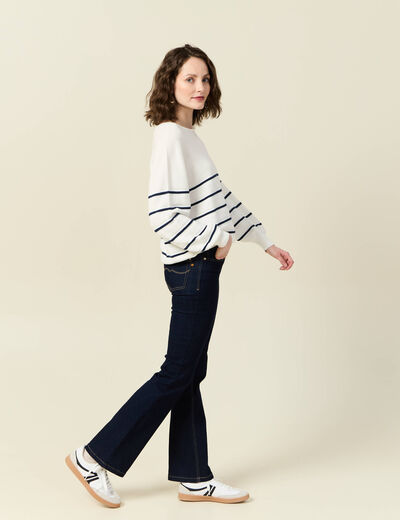 Pull manches longues bleu marine femme