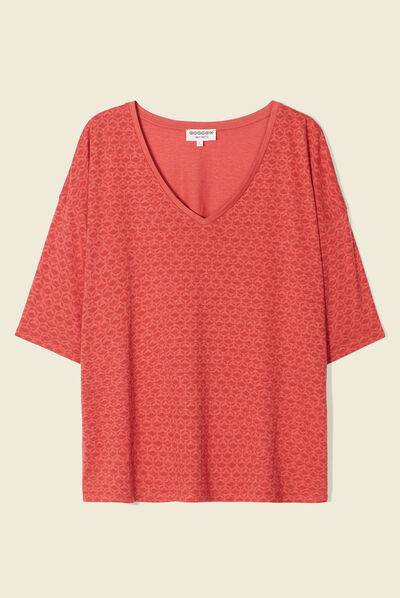 T-shirt manches courtes terracotta femme