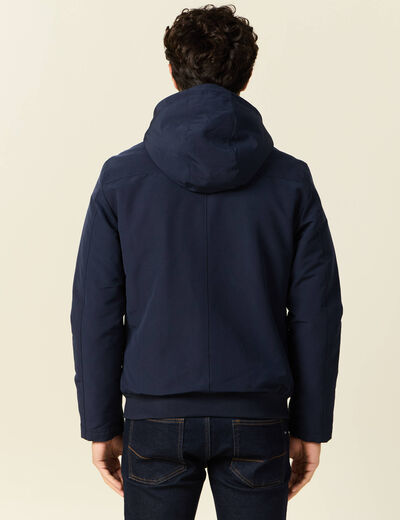 Parka courte à capuche bleu marine homme