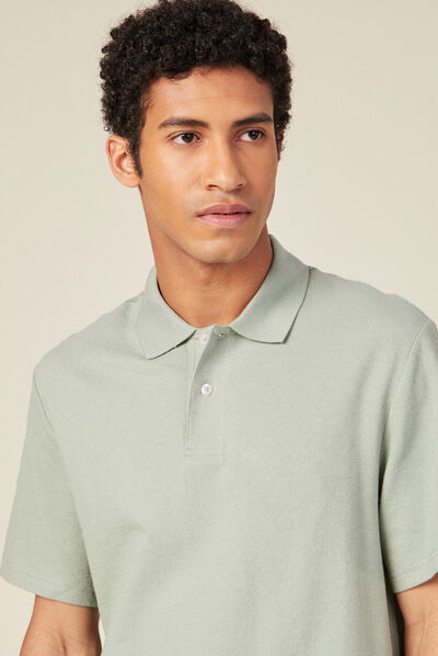Polo manches courtes vert olive homme