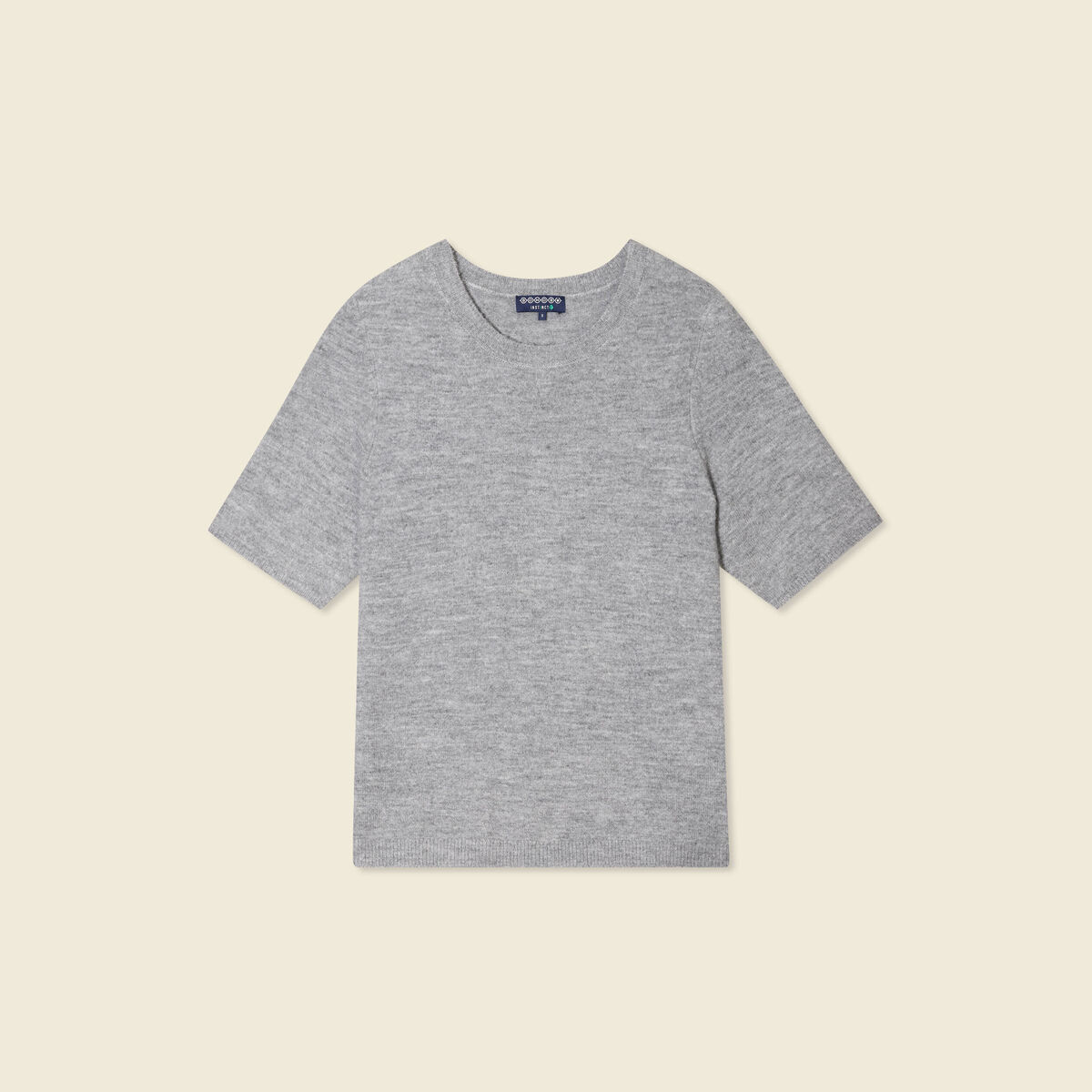 Pull manches courtes gris clair femme