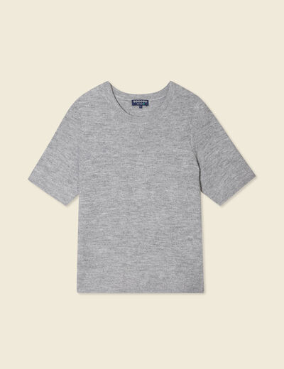 Pull manches courtes gris clair femme