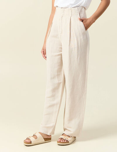 Pantalon large à pinces sable femme