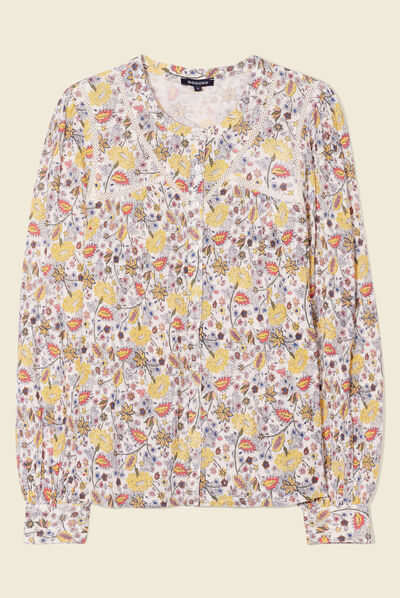 Blouse manches longues beige femme