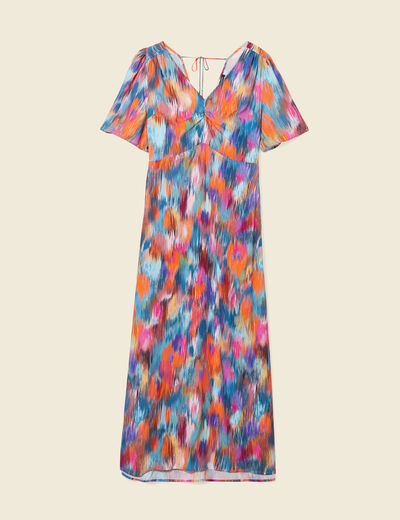 Robe longue droite fluide multicolore femme