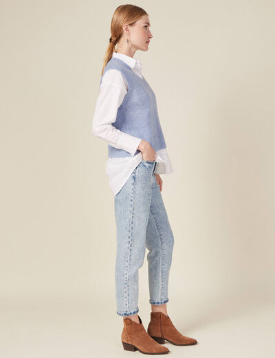 Pull éco-responsable bleu gris femme