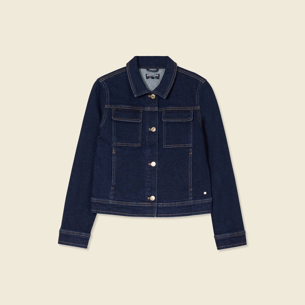 Veste en jean droite denim brut femme