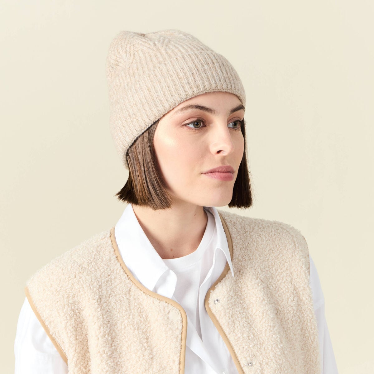 Bonnet beige femme