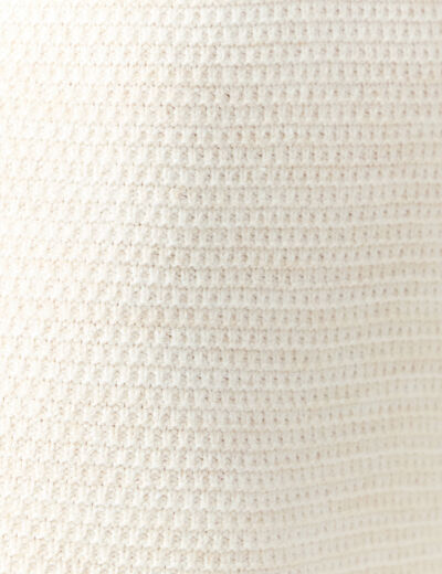 Robe pull droite col bateau creme femme