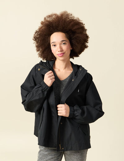 Parka oversize d&eacute;perlante &agrave; capuche noir femme