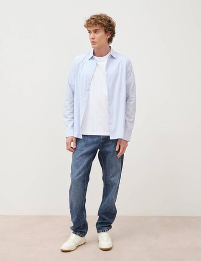 Jeans straight en coton longueur 32 denim stone homme