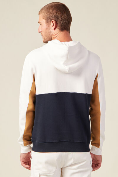 Sweat à capuche 1 poche ecru homme