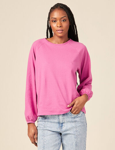 T-shirt manches longues rose framboise femme