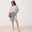 Chemise oversize &agrave; carreaux marron cognac femme