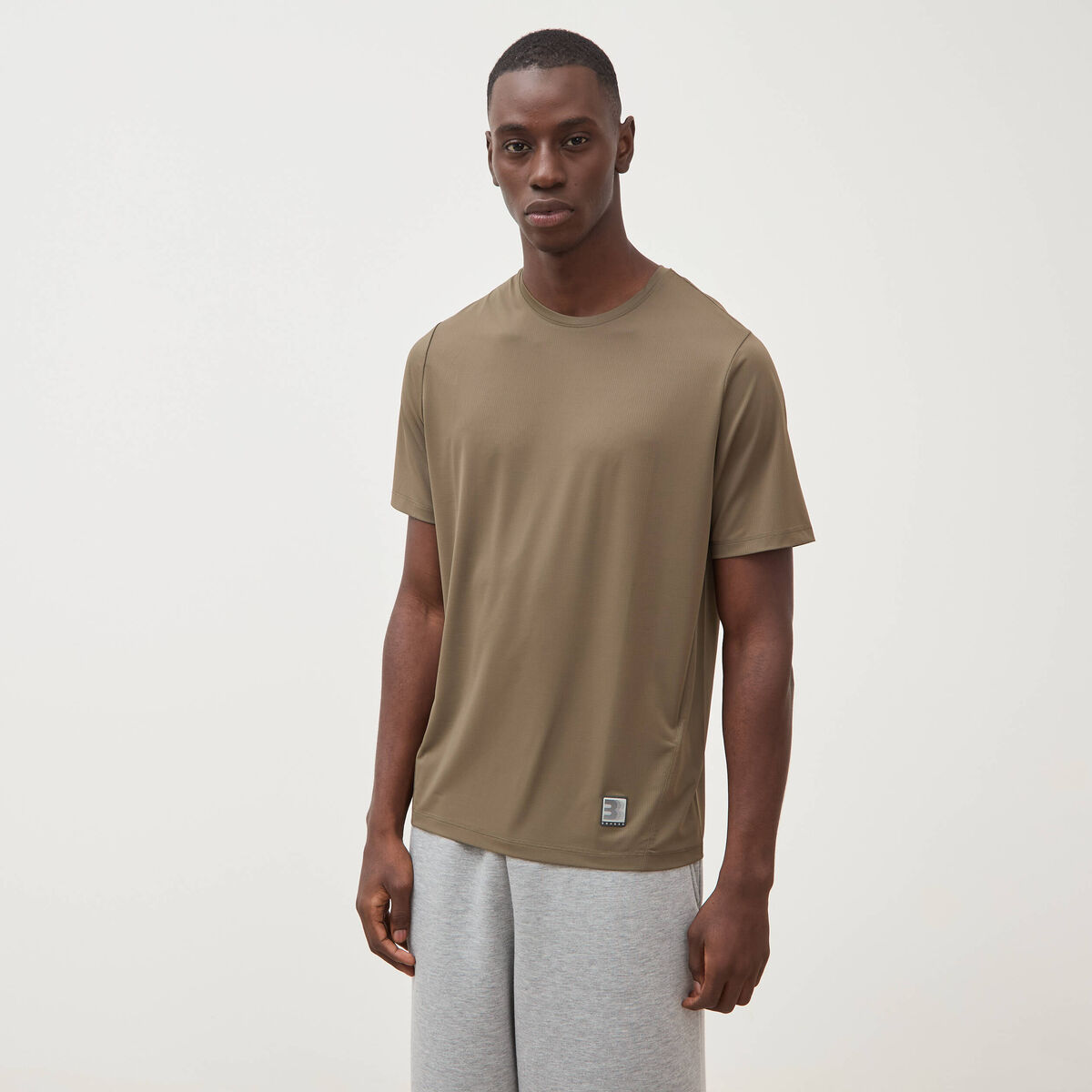 T-shirt col rond manches courtes taupe homme