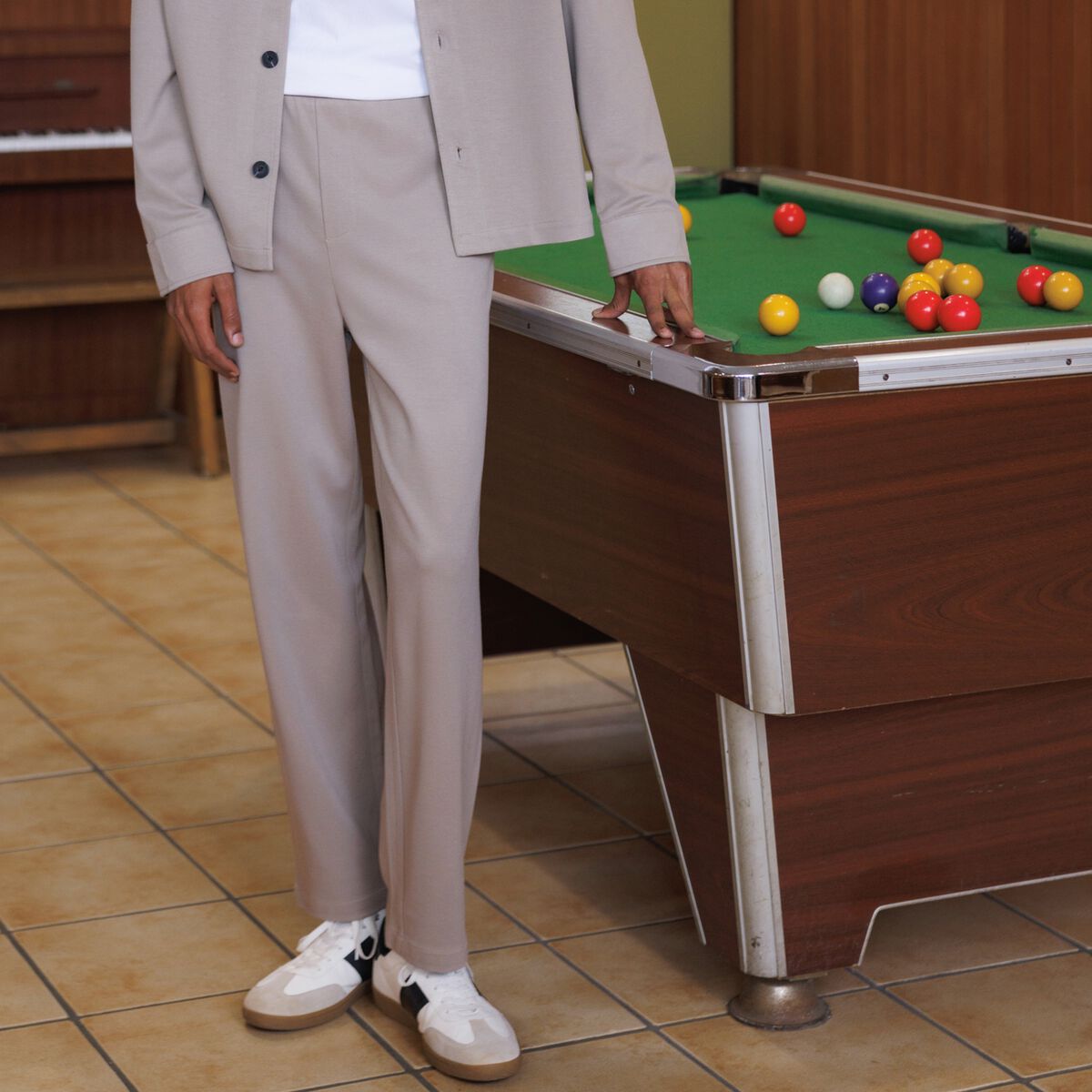Pantalon chino jogger beige homme