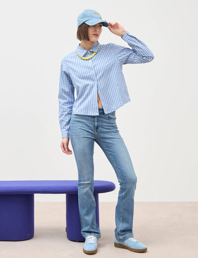 Jeans bootcut taille haute denim used femme