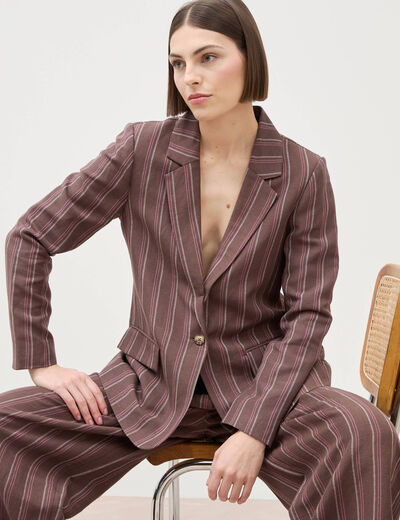 Veste blazer manches longues marron chocolat femme