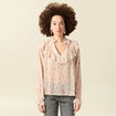 Blouse oversize col v manches longues blanc femme